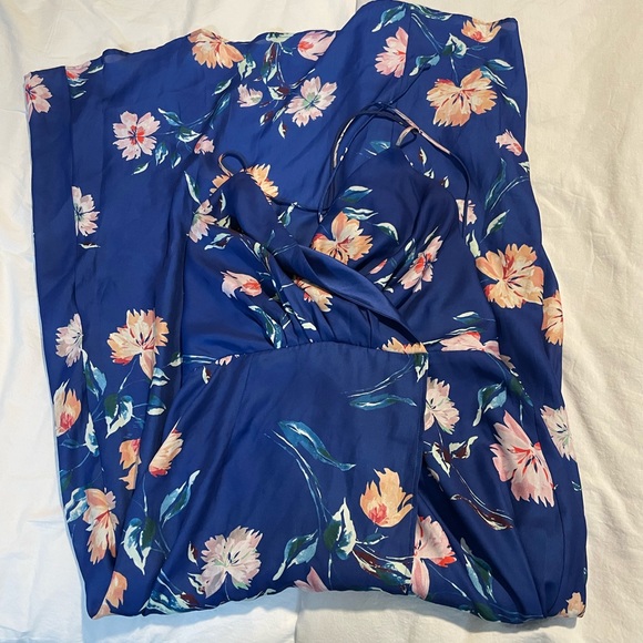 Lulu’s Wylden royal blue satin lace-up dress - Picture 10 of 10